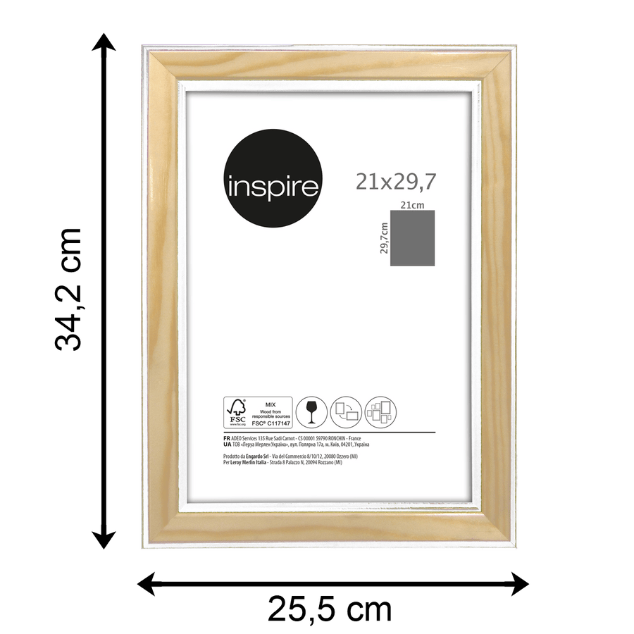 Bricocenter WOOD FRAME NATURAL AND WHITE 21X29.7CM