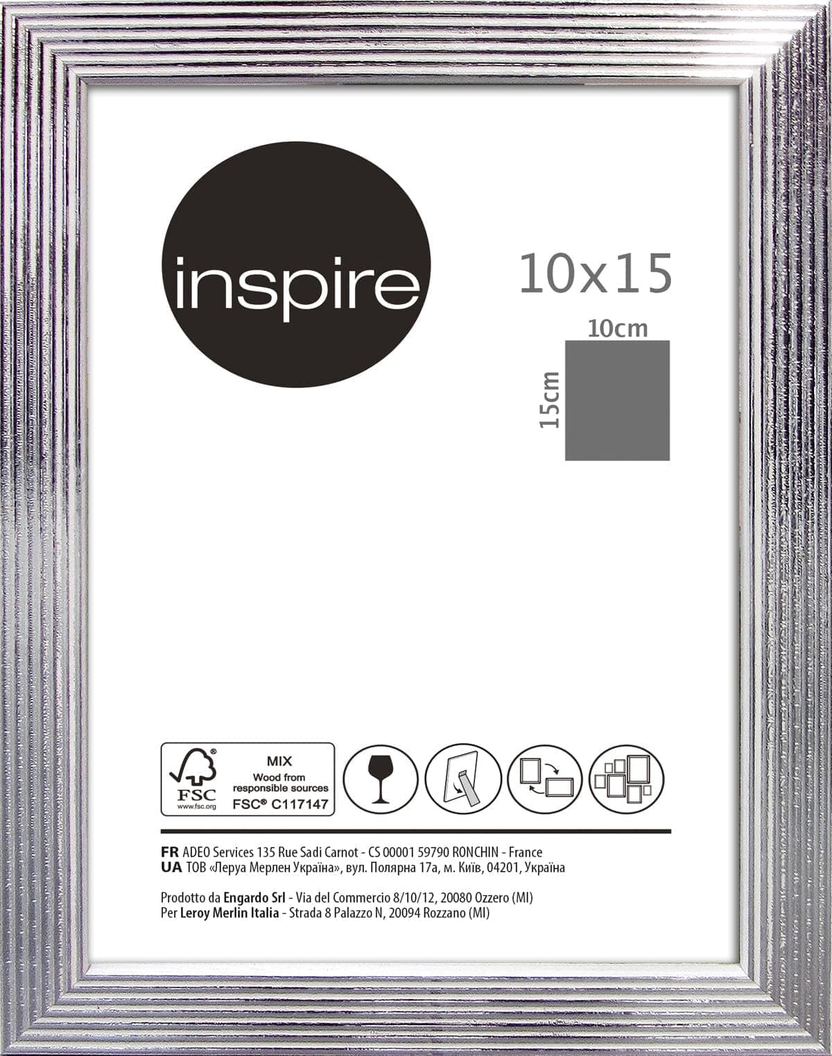 Bricocenter WHITE AND SILVER STRIPED FRAME 10X15 CM