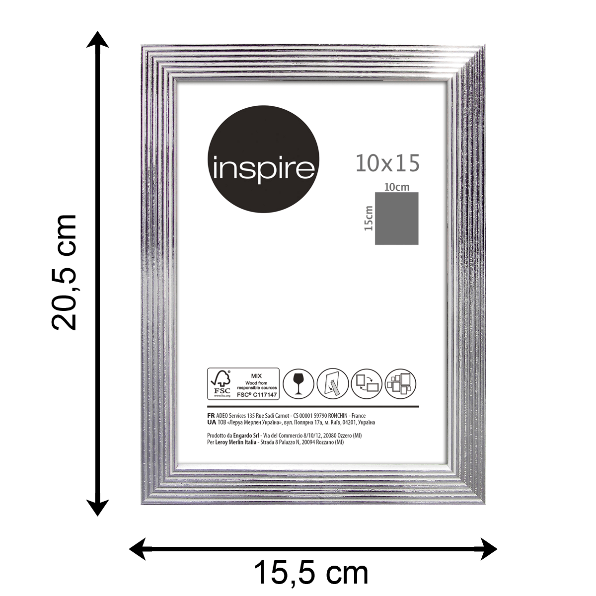 Bricocenter WHITE AND SILVER STRIPED FRAME 10X15 CM