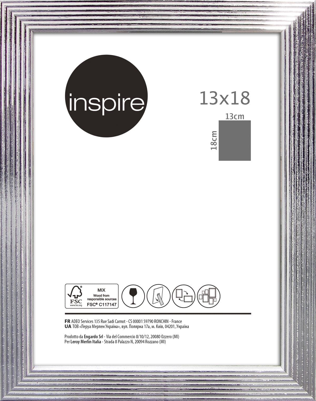 Bricocenter WHITE AND SILVER STRIPED FRAME 13X18 CM