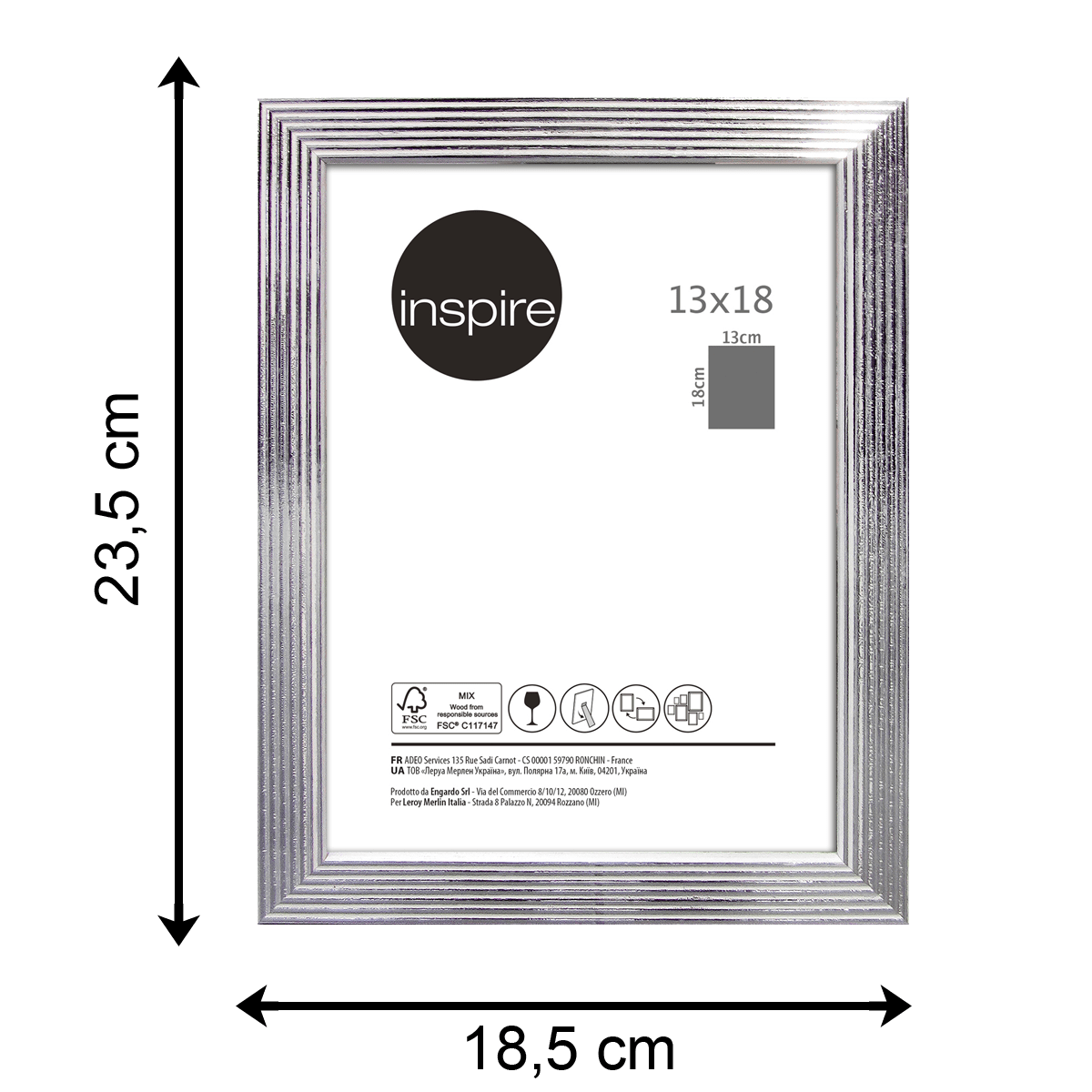 Bricocenter WHITE AND SILVER STRIPED FRAME 13X18 CM