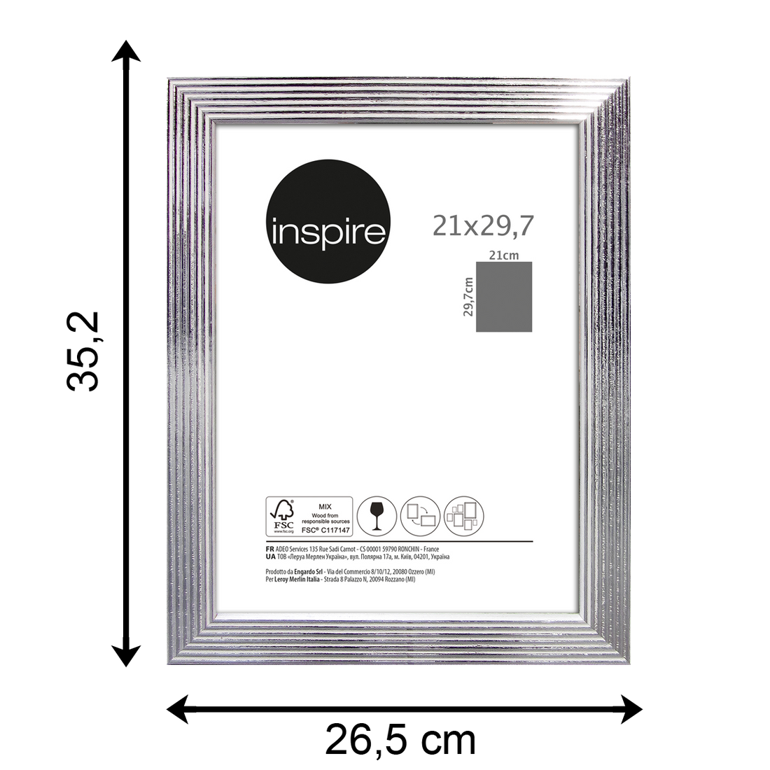 WHITE AND SILVER STRIPED FRAME 21X29.7 CM