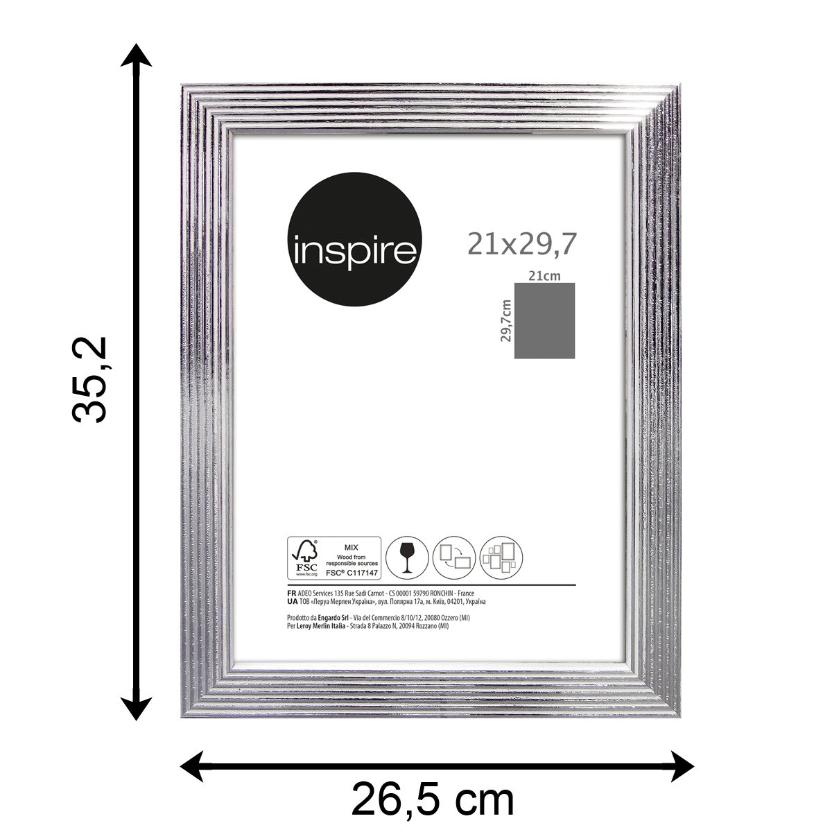 Bricocenter WHITE AND SILVER STRIPED FRAME 21X29.7 CM