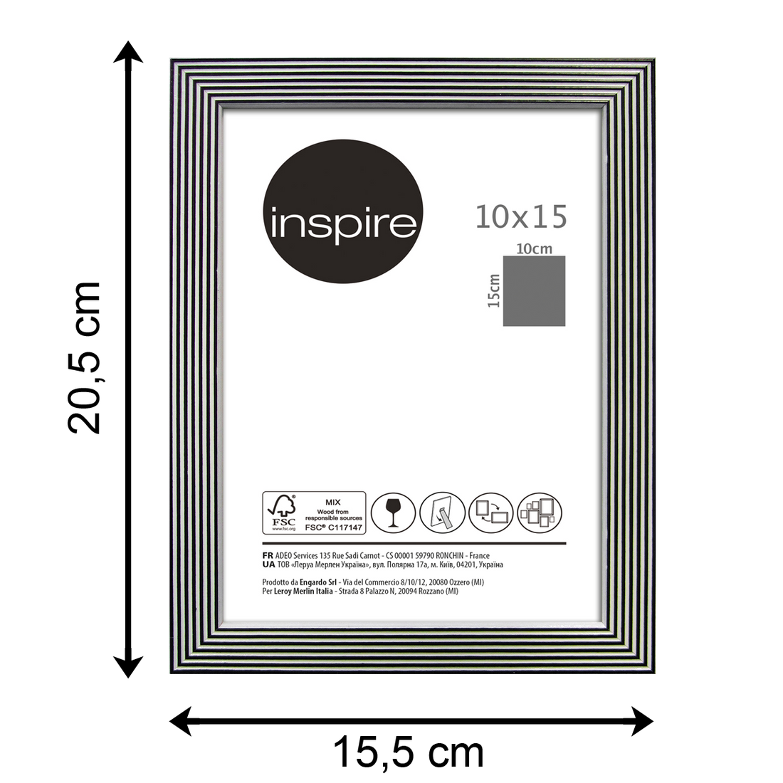 BLACK AND WHITE STRIPED FRAME 10X15 CM - best price from Maltashopper.com BR480010724