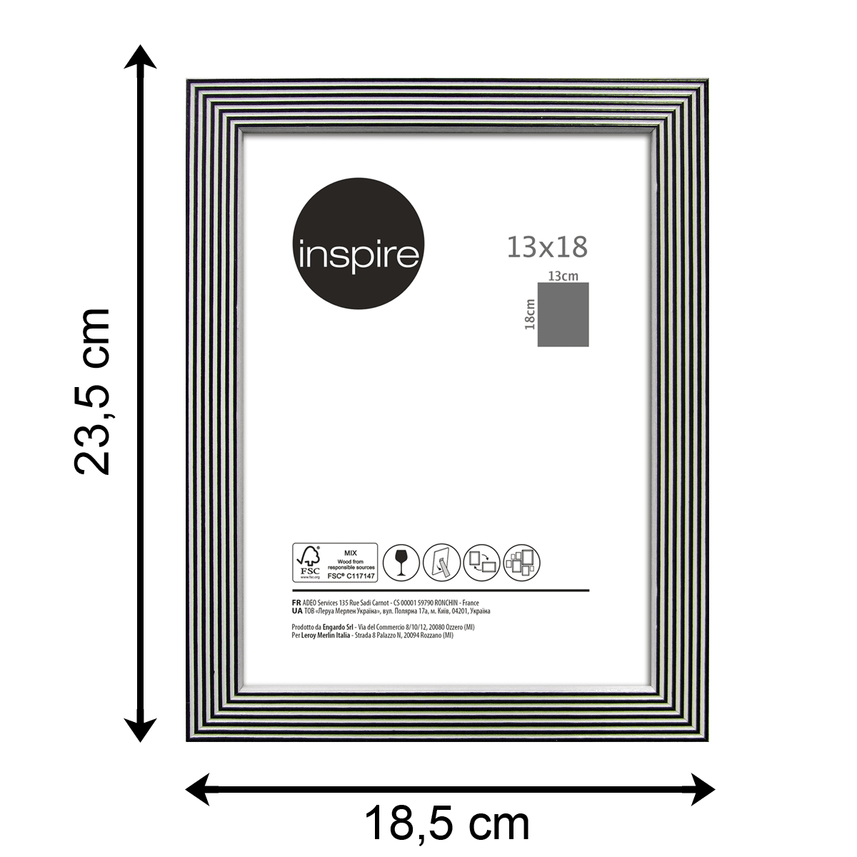 Bricocenter BLACK AND WHITE STRIPED FRAME 13X18 CM