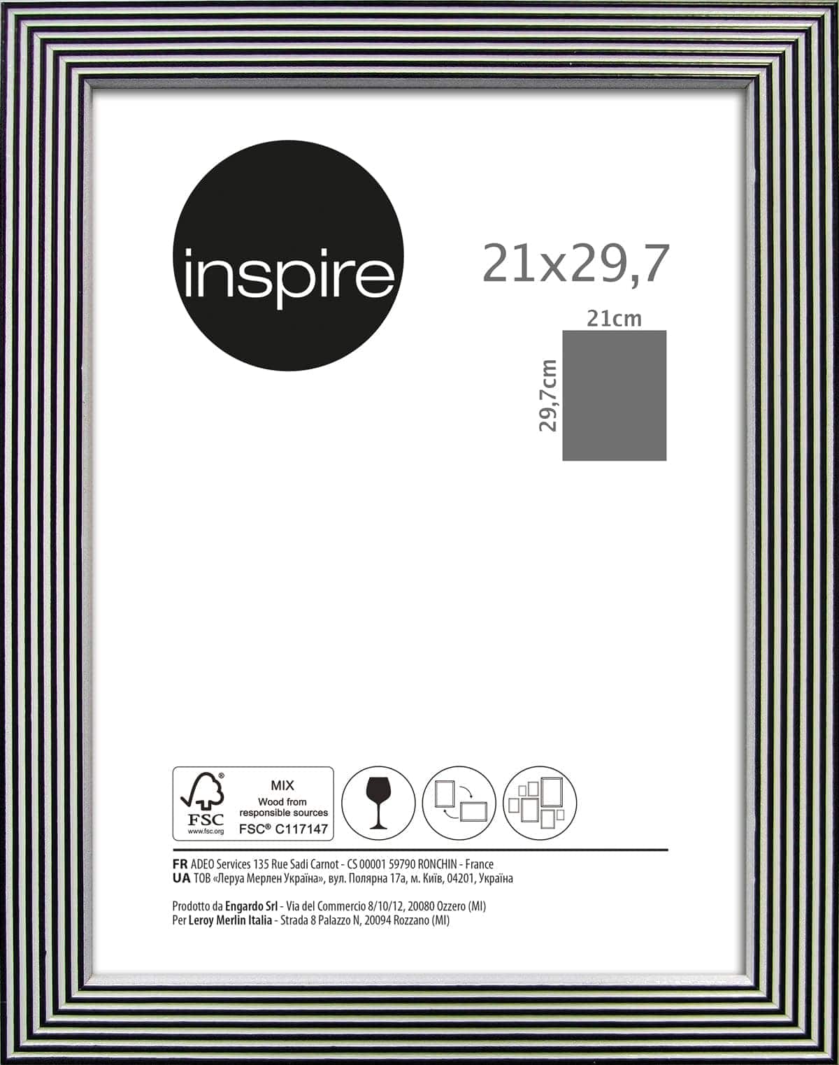 BLACK AND WHITE STRIPED FRAME 21X29.7 CM