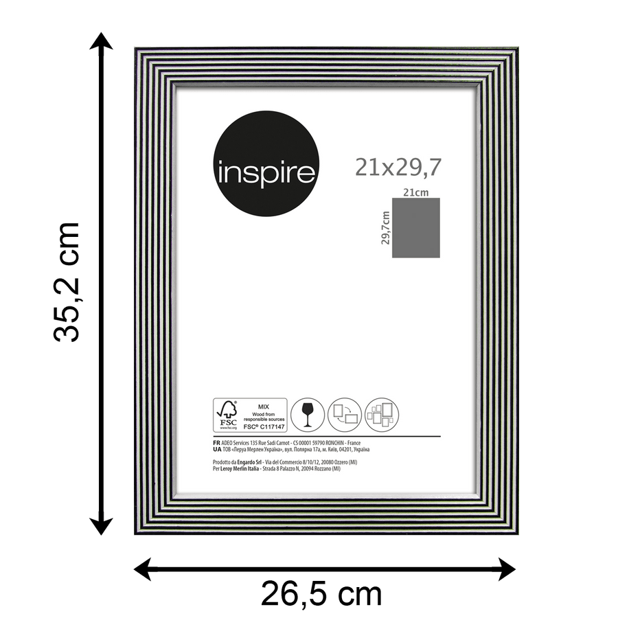 Bricocenter BLACK AND WHITE STRIPED FRAME 21X29.7 CM