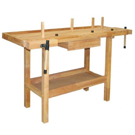 Bricocenter C=WOODEN TABLE 1 DRAWER+2 VICES 140X50X90