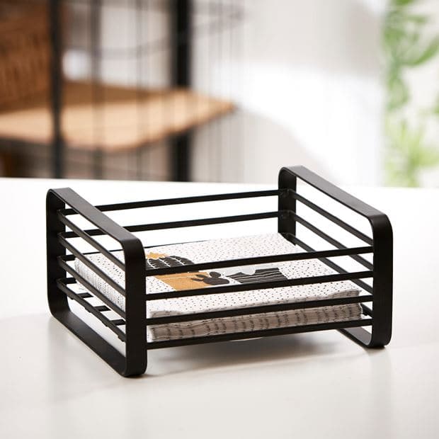 INDUSTRIA Black napkin holder H 10 x W 18 x D 16 cm - best price from Maltashopper.com CS591178