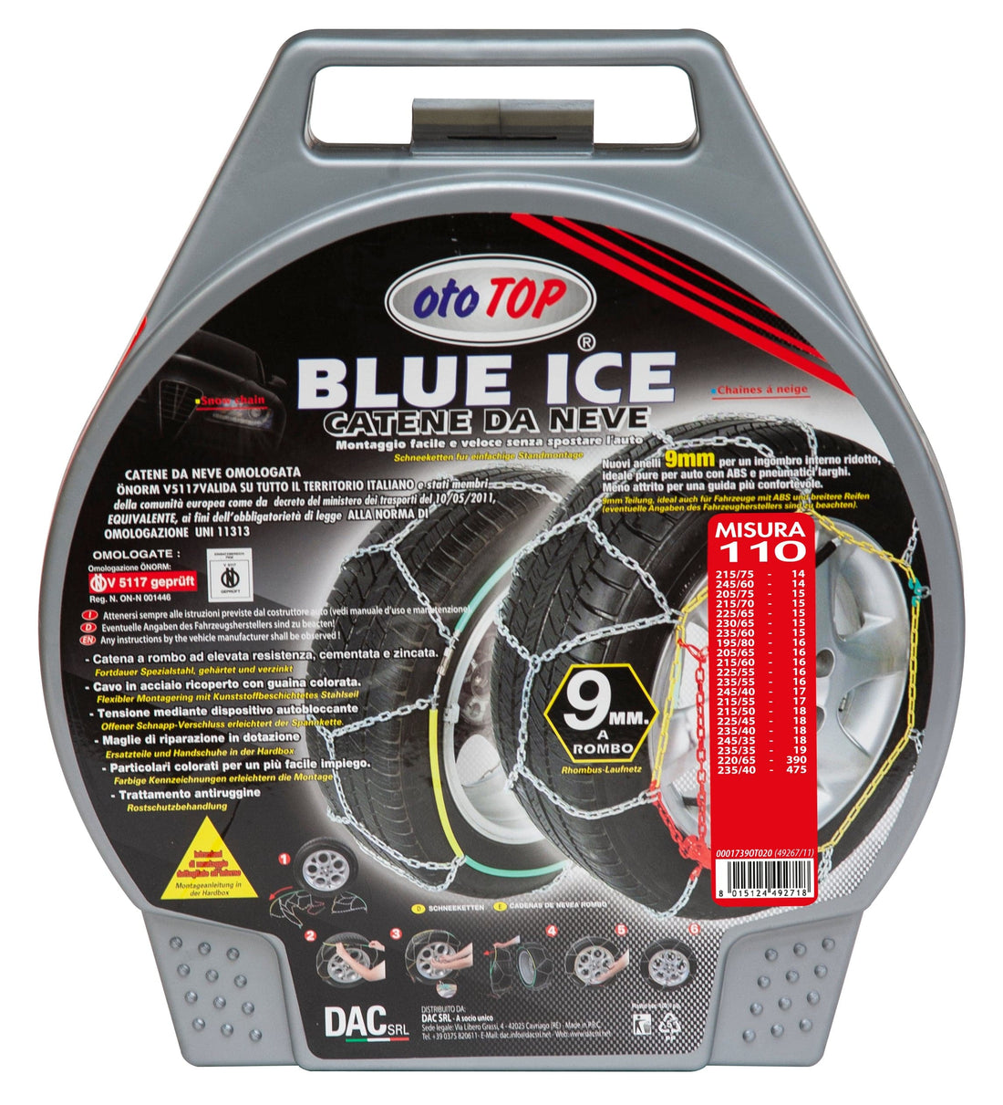 SNOW CHAINS 9MM MIS. 110 BLUE ICE DIAMOND, TUV/ONORM