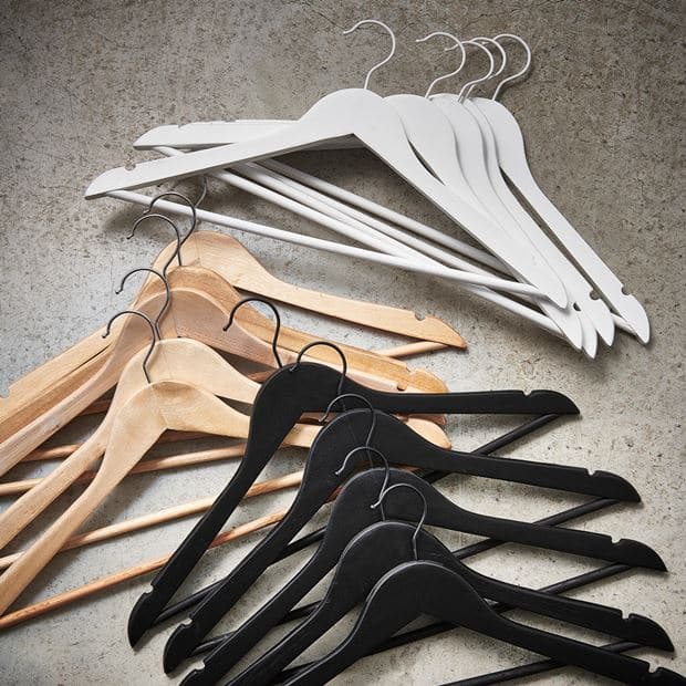 NEW WOOD Hangers set of 5 white H 23 x W 44.5 x D 1.2 cm - best price from Maltashopper.com CS557501