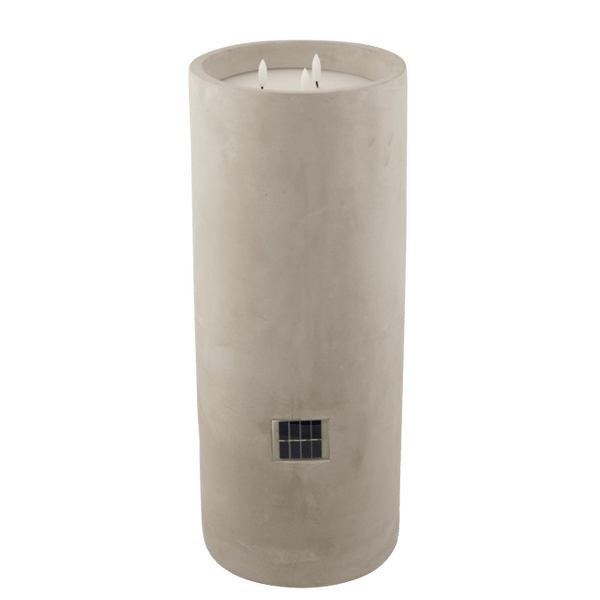 FUEGO Light gray solar LED candle, H 20 x L 51 cm