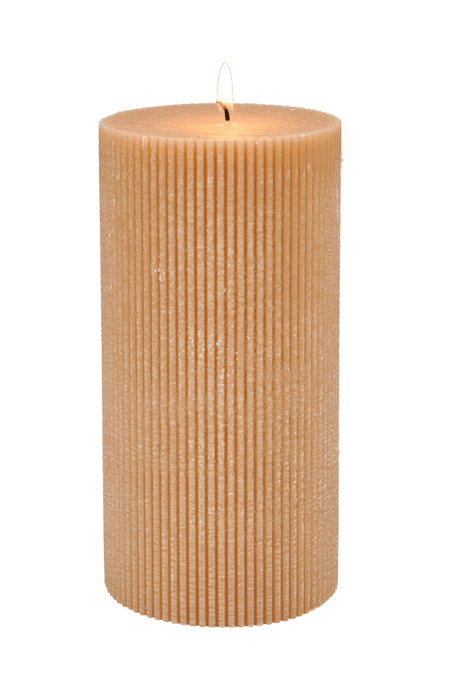 RUSTIC Ocher wavy candle H 20 cm - Ø 10 cm