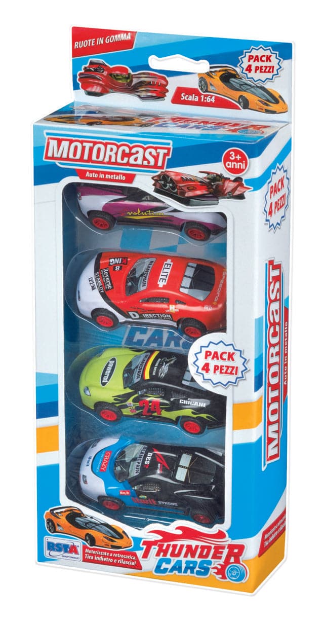 Motorcast - Thunder Cars Retrocarica 4 Pezzi Sc. 1:64