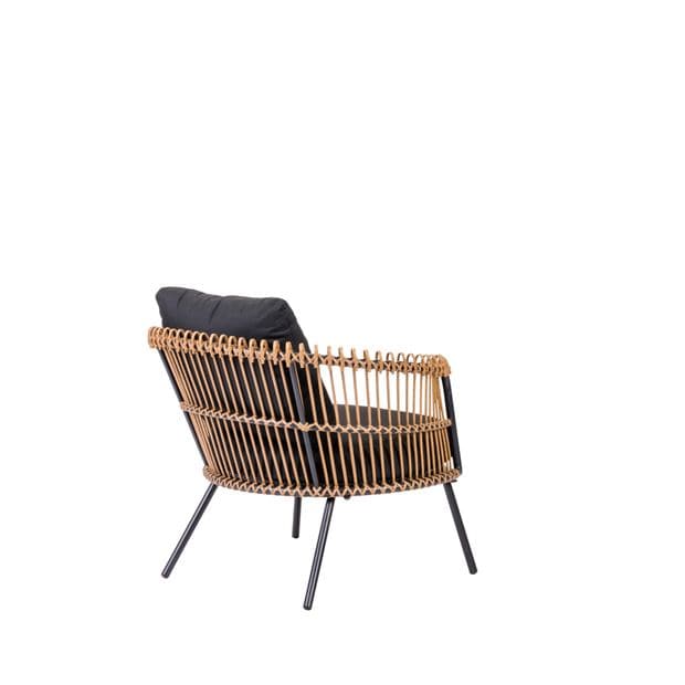 LARGOW Lounge armchair black, natural H 72 x W 82 x D 90 cm