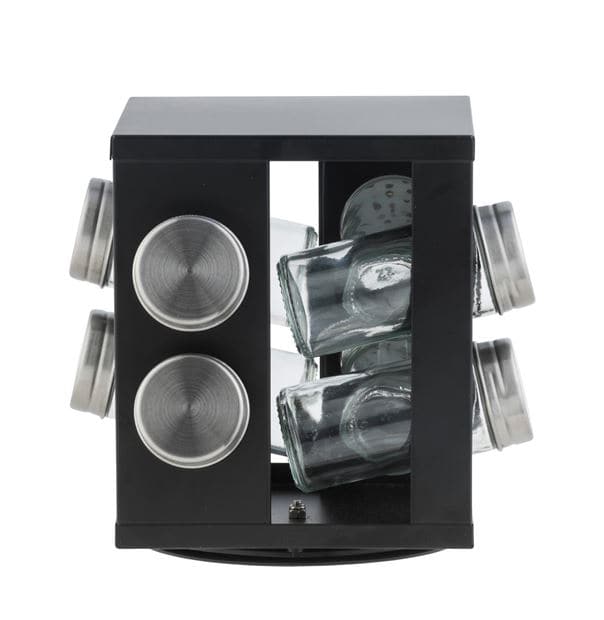 INDUSTRIA Carousel spice rack 8 black jars H 17.5 x W 17.2 x D 17.2 cm - best price from Maltashopper.com CS594300