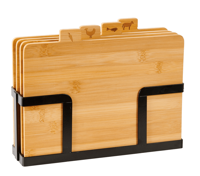 INDUSTRY Set of cutting boards in black holder, natural H 24 x W 29 x D 8 cm - best price from Maltashopper.com CS672567