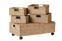 SEAGRASS Storage box with natural wheels H 23 x W 70 x D 40 cm - best price from Maltashopper.com CS637882