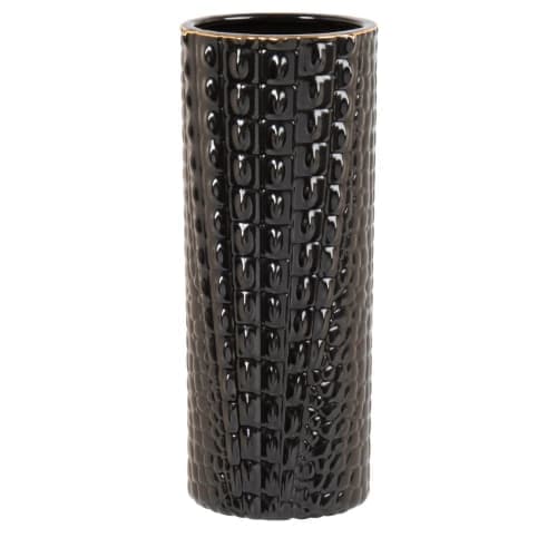 Maisons du Monde  - Black and golden bubbled porcelain vase H20 - best price from Maltashopper.com M216348