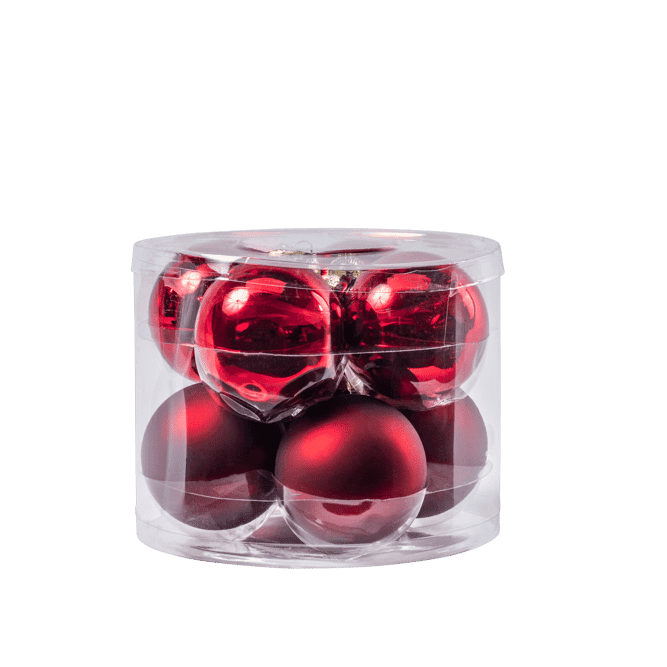 DARK RED Christmas ball set of 8 redØ 7 cm