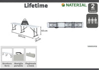 LIFETIME NAZERAL - Folding steel and polypropylene garden bench - White - 28x183xh43 - best price from Maltashopper.com BR500005958