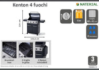 KENTON NATERIAL - Gas barbecue - 4 burners - best price from Maltashopper.com BR500008133