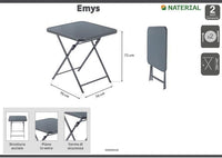 EMYS NATERAL TABLE Foldable 2 -seater square steel top glass 70x70xh70 - best price from Maltashopper.com BR500009530