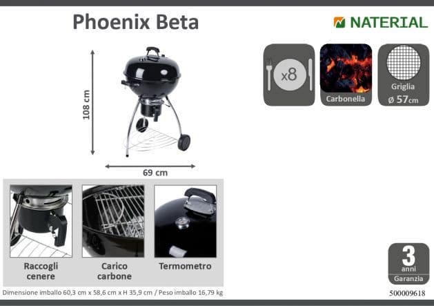 PHOENIX BETA NARIATAL - Charcoal barbecue - best price from Maltashopper.com BR500009618