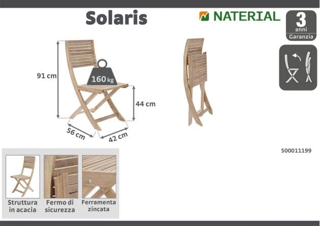 SOLIS NATIERAL - Folding chair - Wood Acacia 42x56xh91