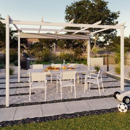 OMEGA NARIATAL - Pergola - steel anthracite polyester cover - White 2.85x4 m