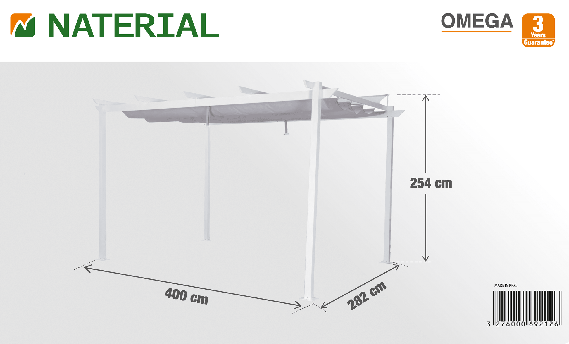 OMEGA NARIATAL - Pergola - steel anthracite polyester cover - White 2.85x4 m