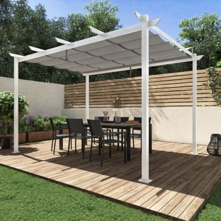 OMEGA NARIATAL - Pergola - steel anthracite polyester cover - White 2.85x4 m