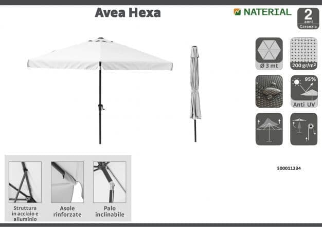 AVEA NATERIAL - Aluminum umbrella with white polyester cloth - White 3 M - best price from Maltashopper.com BR500011234