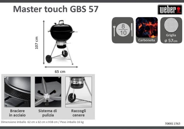 Bricocenter WEBER MASTER-TOUCH GBS 57 CHARCOAL BARBECUE