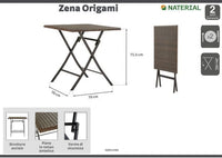 ZENA ORIGAMI TABLE 70X70 folding, synthetic wicker and steel - best price from Maltashopper.com BR500012484