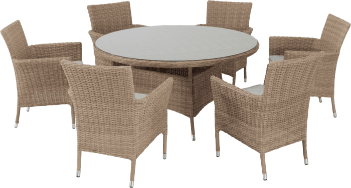 COSTA RICA NATERIAL DINING TABLE d 140 synthetic wicker, aluminum and glass