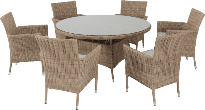 Bricocenter COSTA RICA NATERIAL DINING TABLE d 140 synthetic wicker, aluminum and glass
