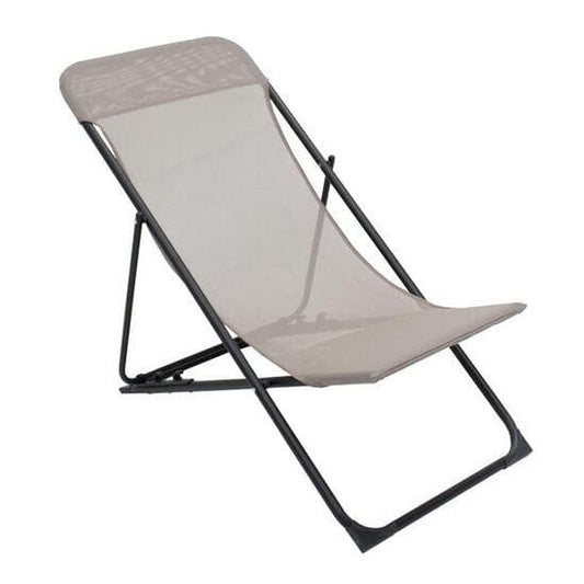 BIGANOS RELAX FOLDING DECKCHAIR STEEL TEXTILENE DOVE GREY