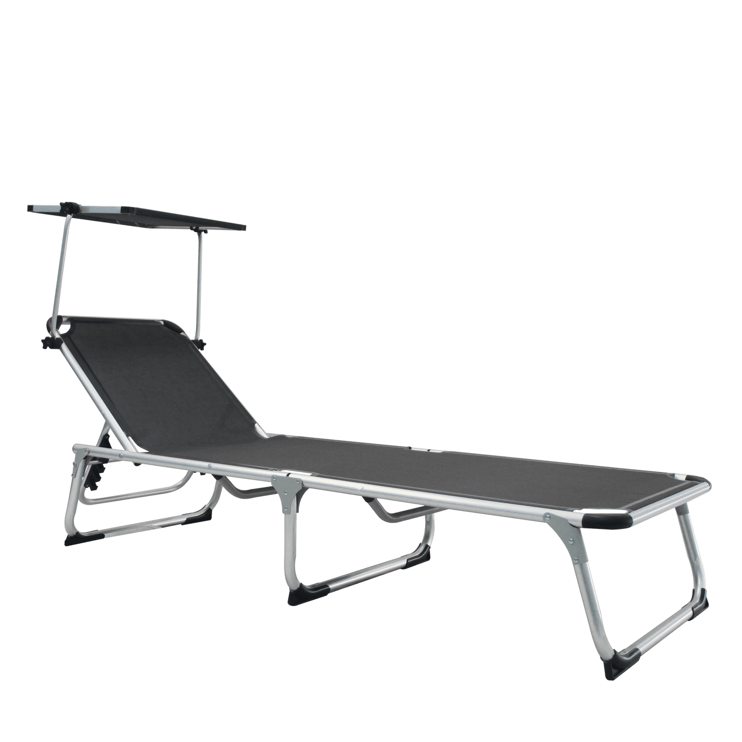 AZUR Folding sunbed with anthracite textile aluminum canopy