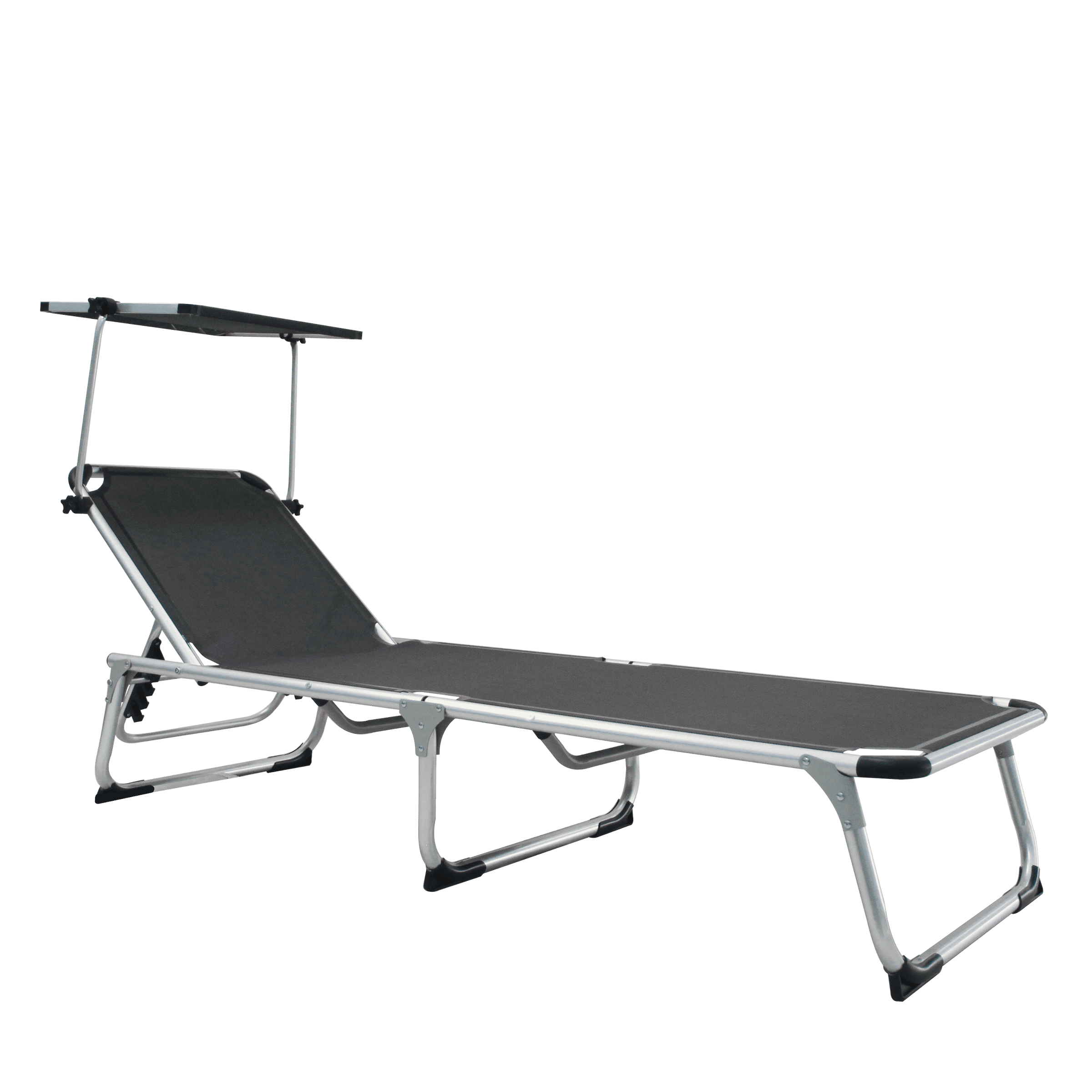 AZUR Folding sunbed with anthracite textile aluminum canopy