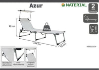 AZUR Folding sunbed with white textile aluminum canopy - best price from Maltashopper.com BR500012520