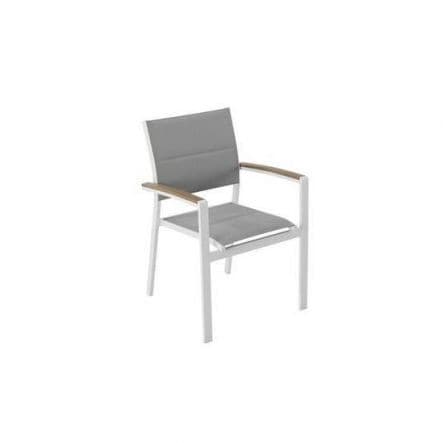 Bricocenter SAN DIEGO Chair with armrests aluminum, textilene, white