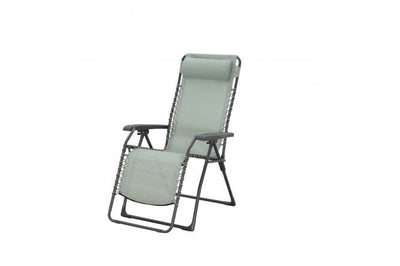 MULTIPLE RELAXATION ARMCHAIR in textilene, steel with green padded cushion - best price from Maltashopper.com BR500012591