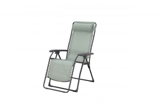 MULTIPLE RELAXATION ARMCHAIR in textilene, steel with green padded cushion