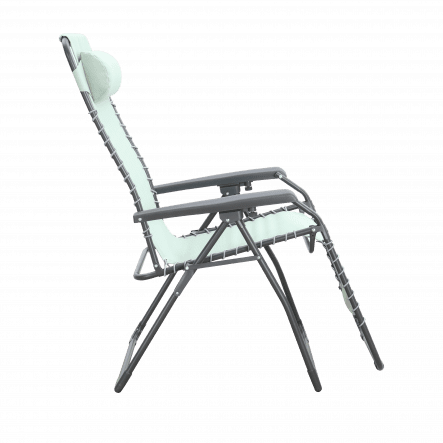 MULTIPLE RELAXATION ARMCHAIR in textilene, steel with green padded cushion