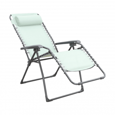 MULTIPLE RELAXATION ARMCHAIR in textilene, steel with green padded cushion - best price from Maltashopper.com BR500012591