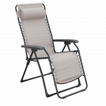 Multiple relaxation armchair in textilene, steel with tortora, padded, cushion