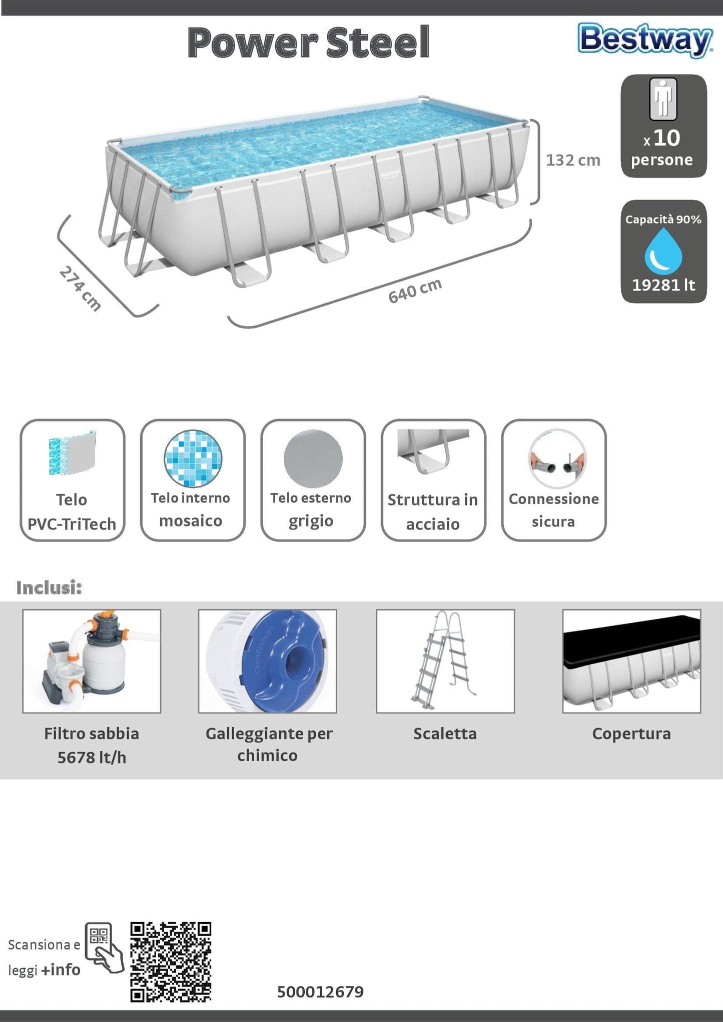 POWER STEEL Pool 6.40m X 2.74m X 1.32m