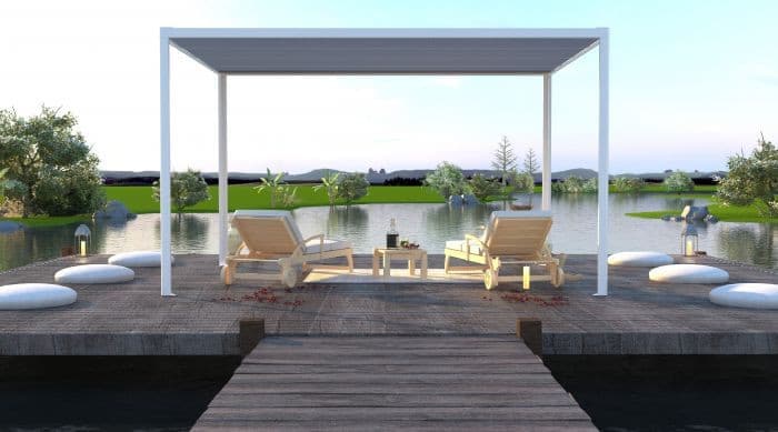 Bricocenter PERGOLA IN ALUMINUM GLICINE L294xP294xH235 white, motorized cover lighting, led