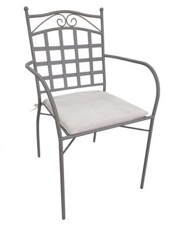 GIULIA Iron chair with cushion and armrests